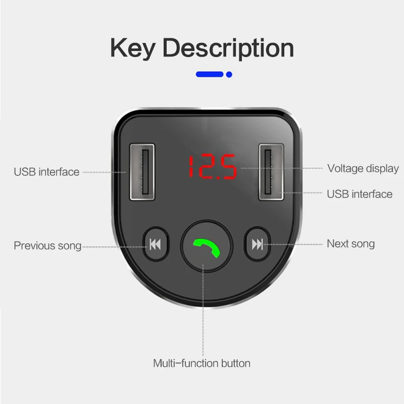 Автомобильный MP3-плеер с Bluetooth 4 8 А автомобильное зарядное устройство двумя