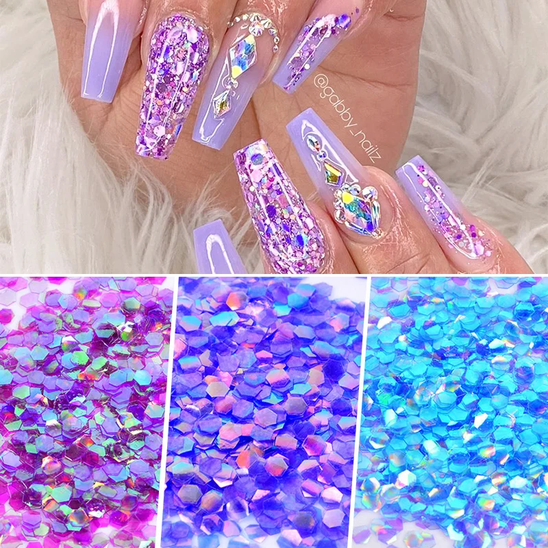 1 коробка Красочные голографические ногти искусство порошок Серебро Полировка