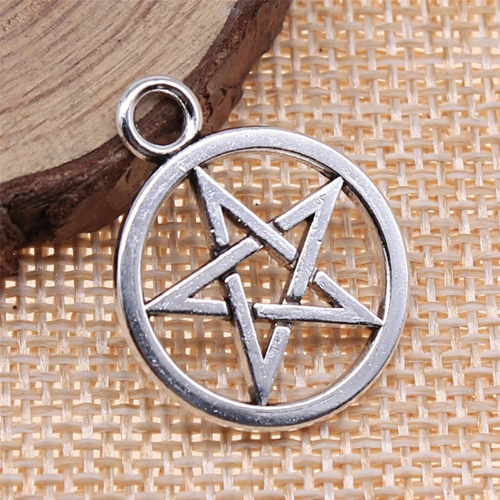 

4Pcs 26x21mm Antique Silver Color Five-Pointed Star Charms For DIY Jewelry Making DIY Handmade Jewelry