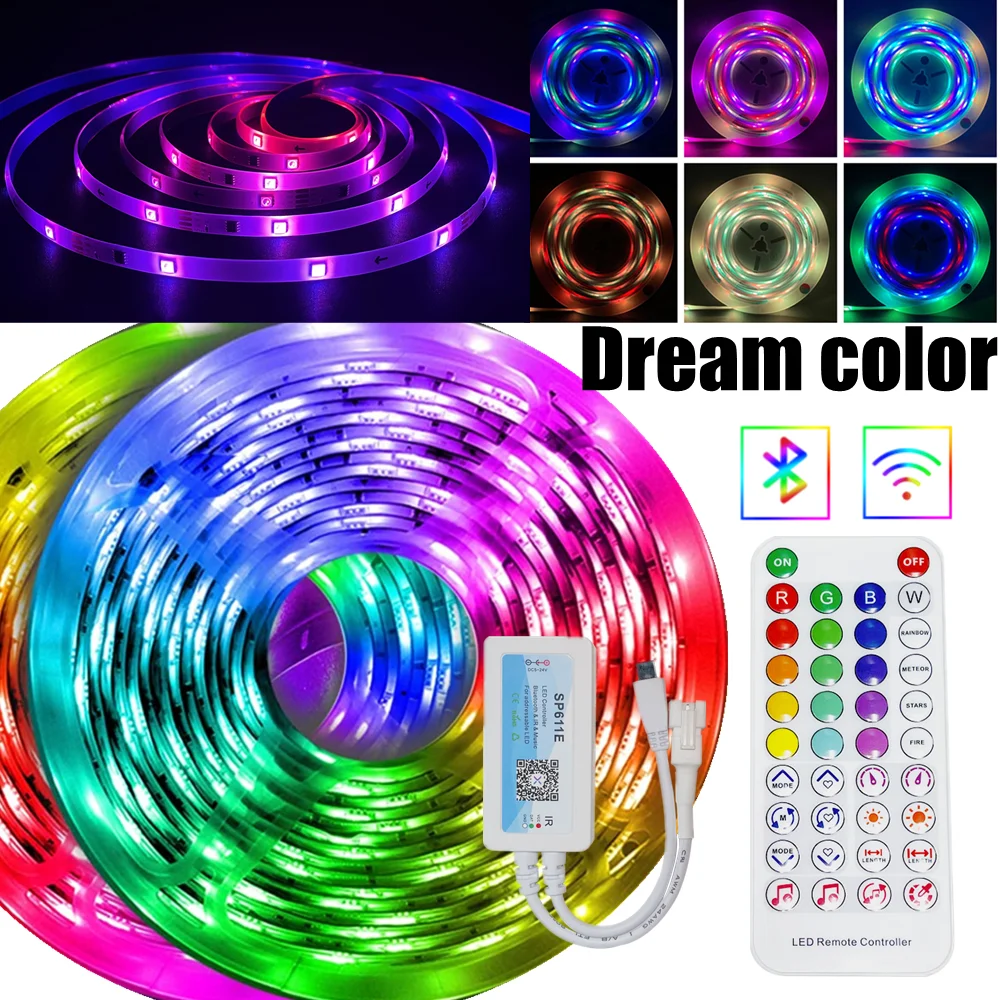 

5M 10M LED Strip Lights Dream Color RGB 5050 Lamp Flexible Tape Diode Bluetooth luces led DC12V Streamer For Room Waterproof