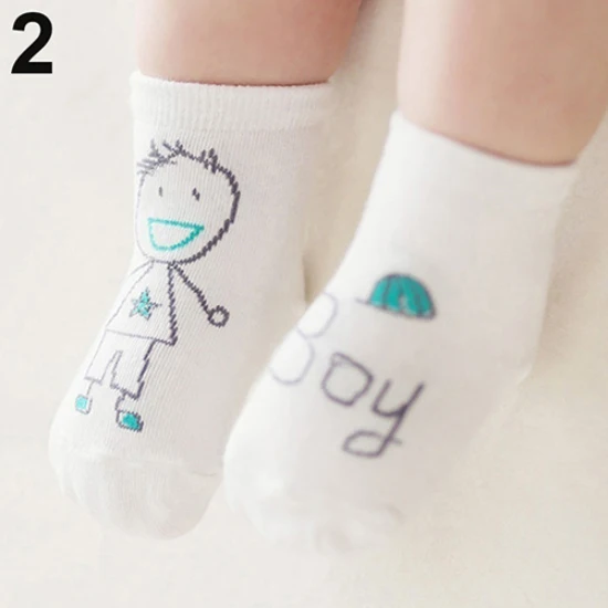 

1 Pair Newborn Stylish Comfortable Convenient Multi-occasional Boys Girls Cartoon Printed Cotton Cute Anti-Slip Soft Ankle Socks