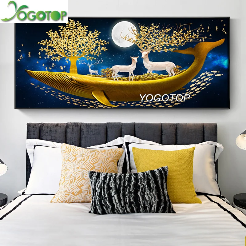 Большая алмазная живопись сделай сам золотые рыбы кои вышивка 5D копия дерево