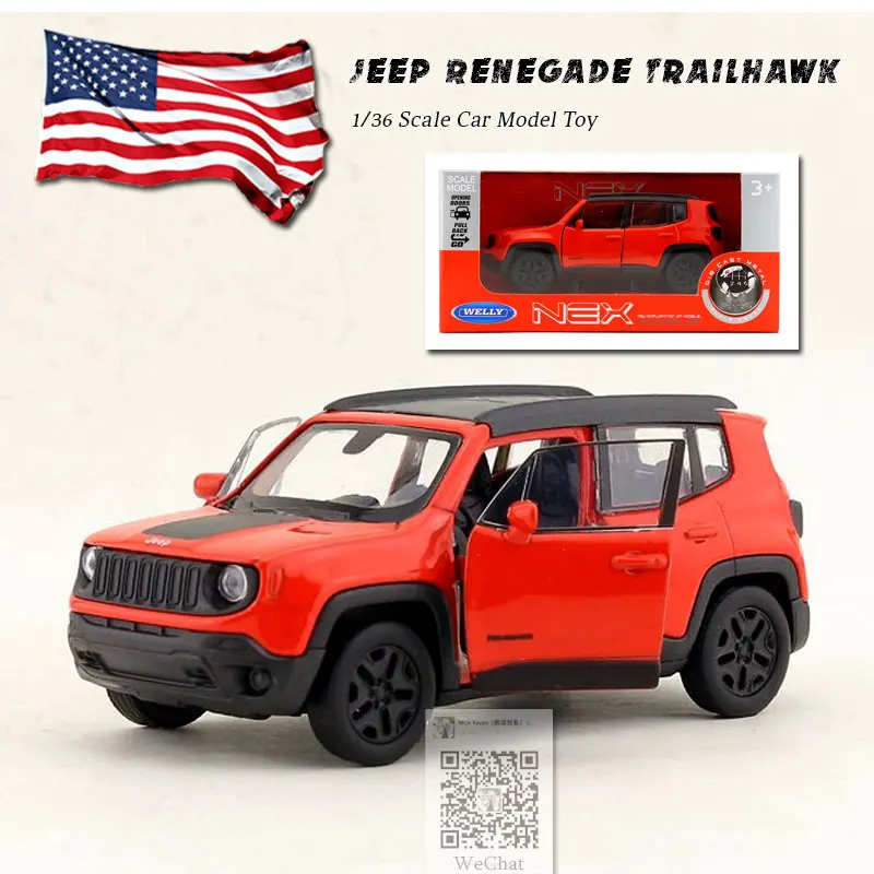 

5pcs/lot Wholesale WELLY 1/36 Scale Jeep Renegade Trailhawk Mini SUV Diecast Metal Pull Back Car Model Toy