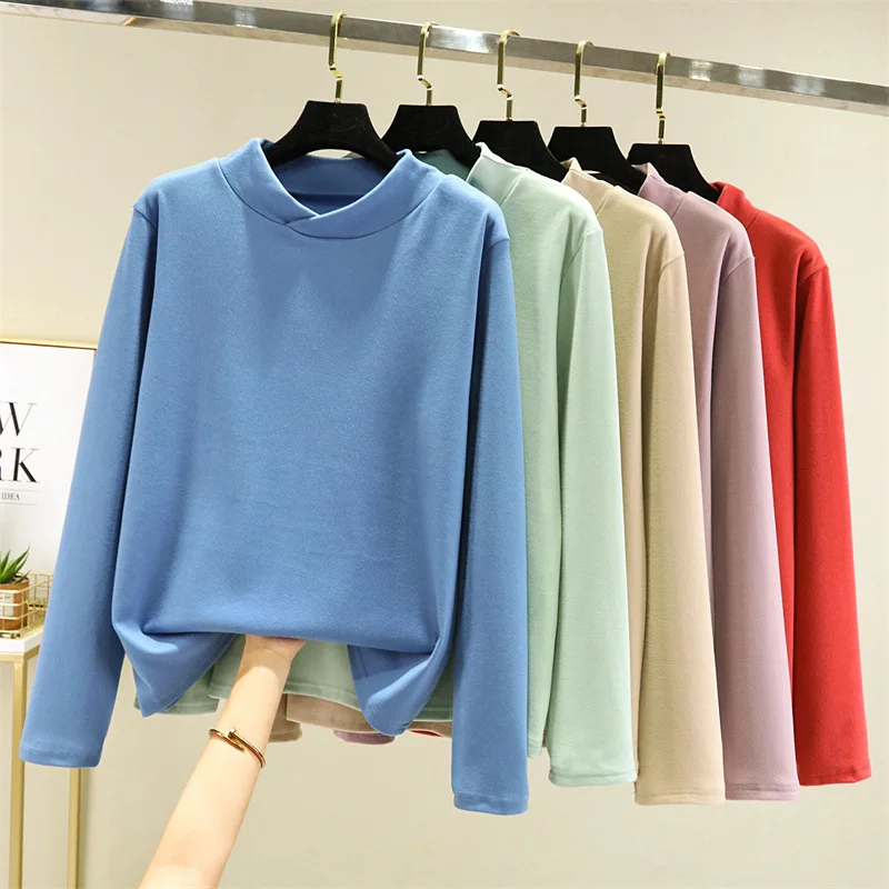 Футболка женская осенне-зимняя матовая Тепловая Облегающая рубашка с V-образным