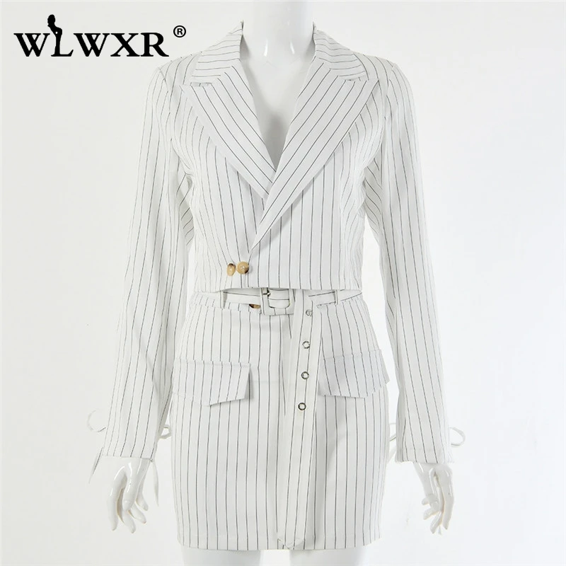 WLWXR женский офисный костюм в полоску комплект из 2 предметов белый бандажный