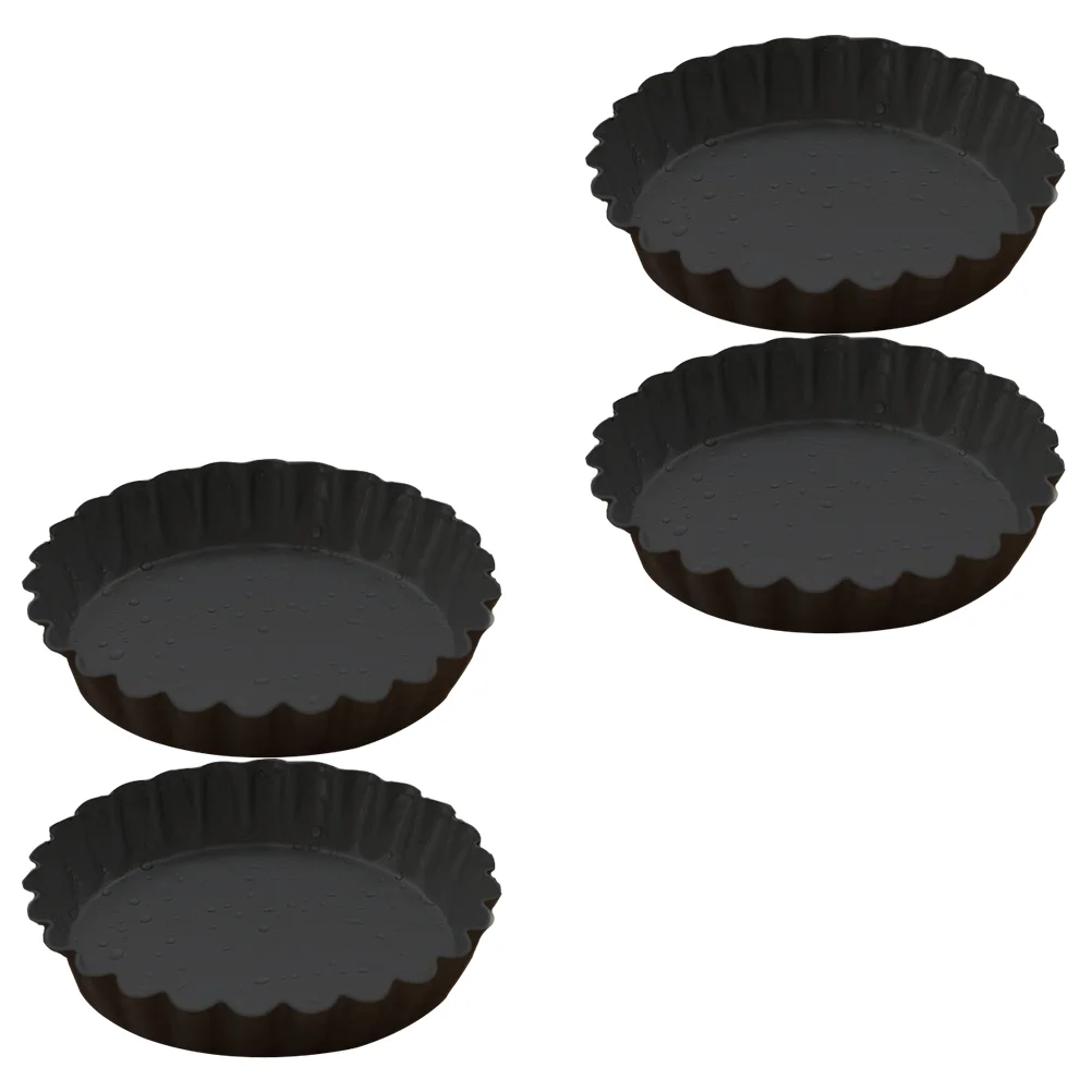 

4Pcs Carbon Steel Non-stick Egg Tart Molds Reusable Baking Tools Molds (Black)