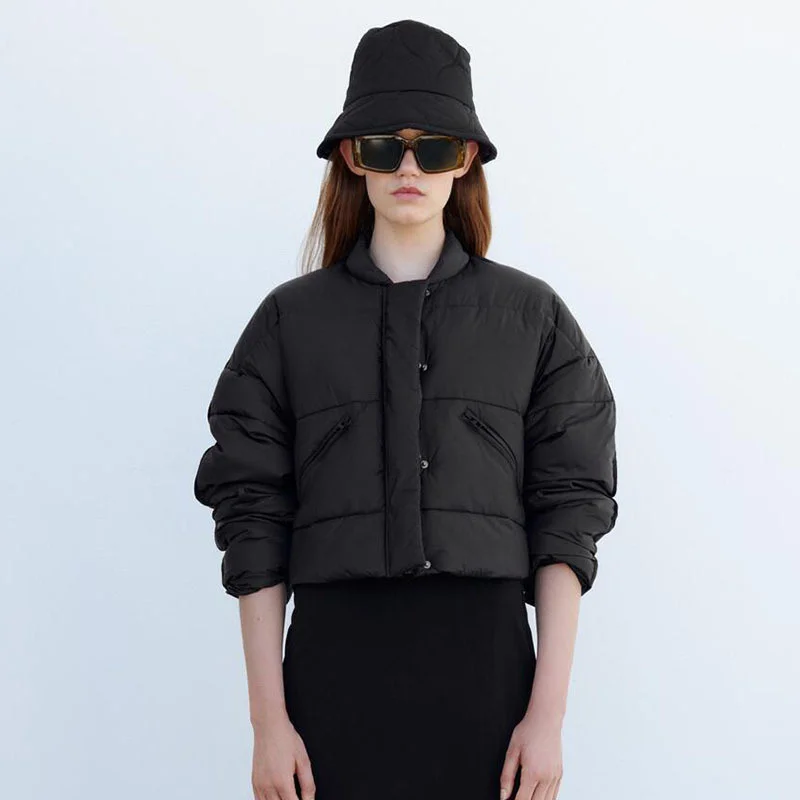 

Парка Za Женская из искусственной кожи, модная Толстая теплая куртка с подкладкой, винтажная верхняя одежда с длинным рукавом и карманами, ши...