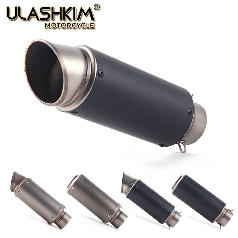 Universal GP Motorcycle Carbon Fiber Exhaust Escape Muffler Pipe Inlet 51-61mm or 61-51mm |