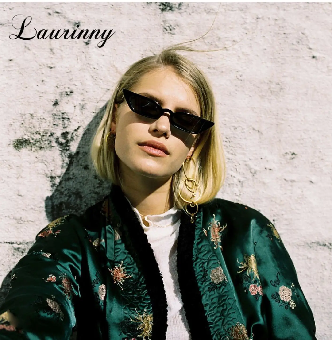 

LAURINNY New Fashion Small Cat Eye Sunglasses Women 2021 Brand Design Vintage Narrow Rectangular Frame Cateye Sun Glasses UV400