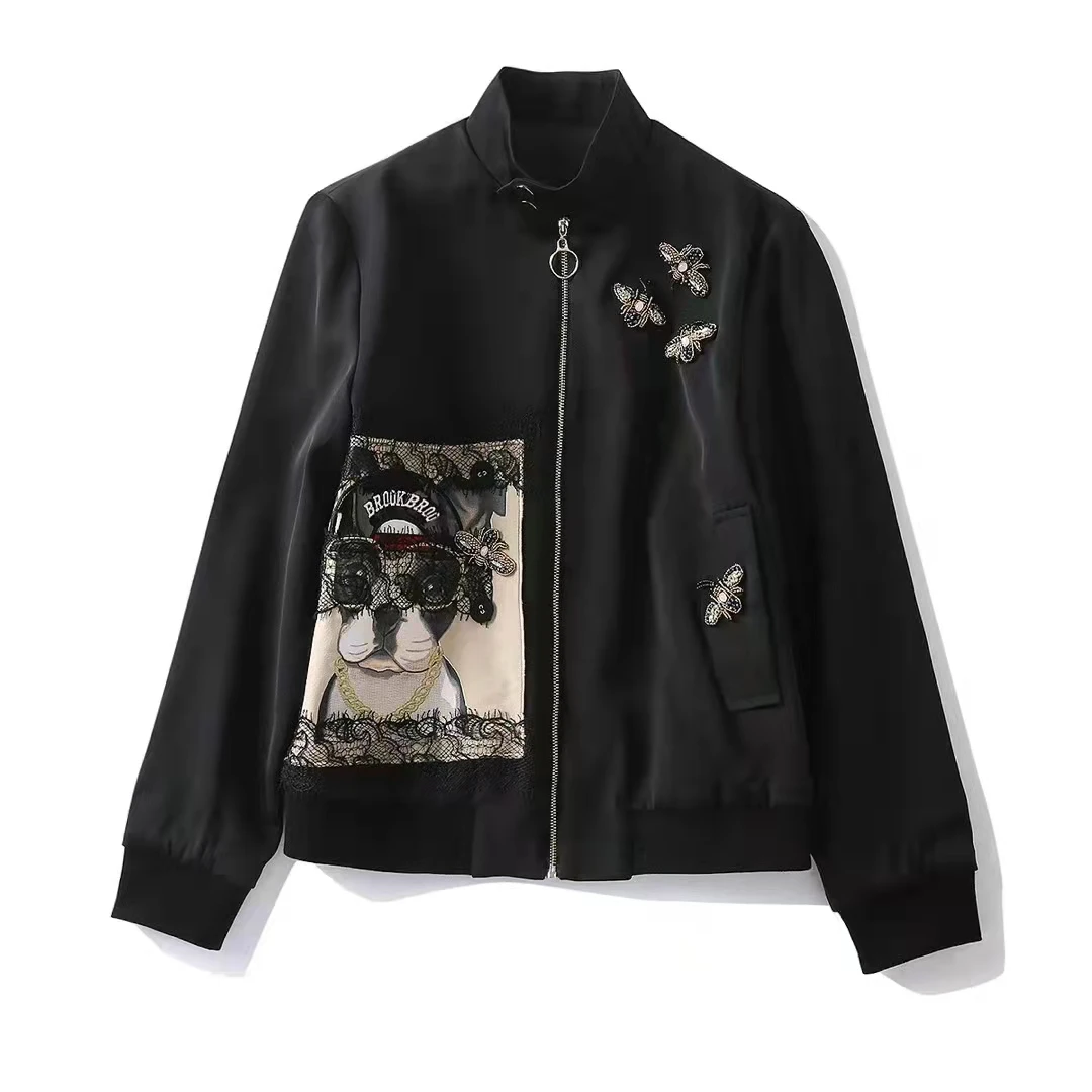 

Женская одежда в европейском и американском стиле, новинка зимы 2022, модное пальто с длинными рукавами и мультяшным принтом пчелиных бусин