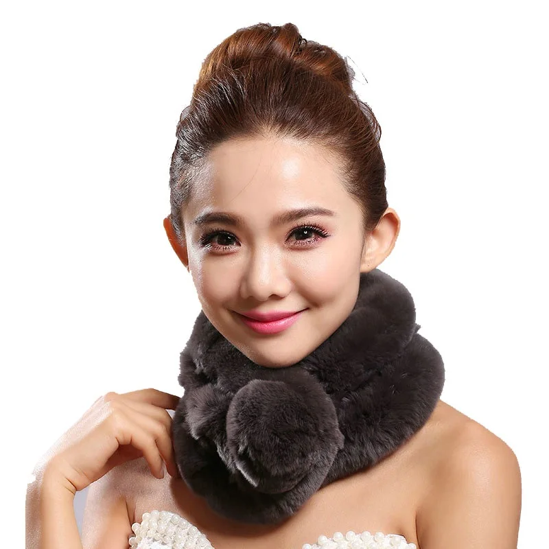 

2020 Top Quality Lady Real Rex Rabbit fur scarf Women Winter Neck Warm shawl Retail / Wholesale ring scarfs free shipping