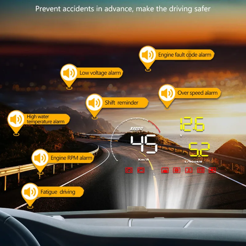Проектор автомобильный Hud проектор на лобовое стекло с поддержкой OBD2 со