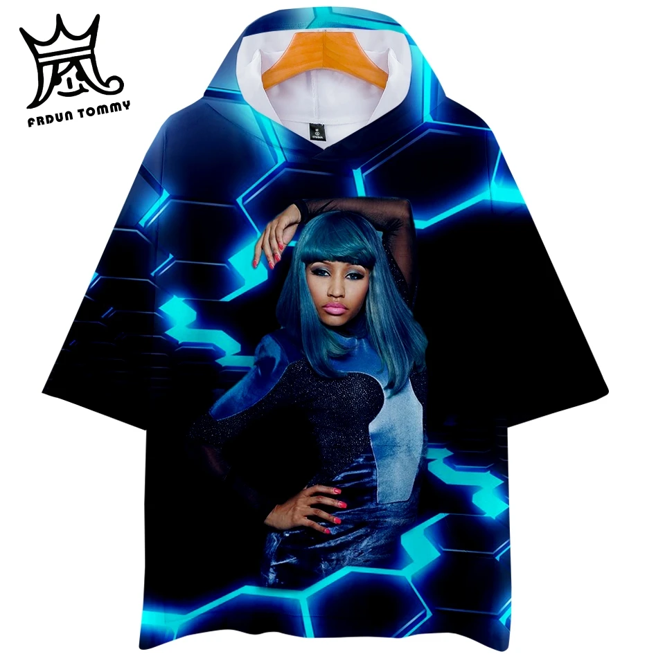 FRDUN TOMMY Nicki Minaj 3D Pop Short Sleeve Hoodie Women Soft Fashion Autumn Warm Hip Hop Hoodies Clothes 4XL | Мужская одежда