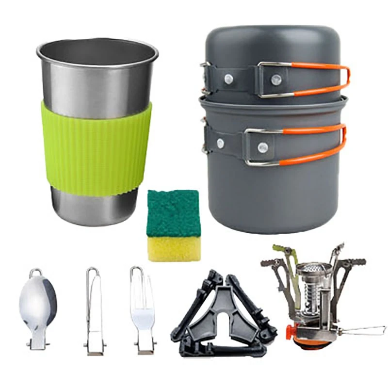 

Набор посуды для кемпинга, 8 шт., с мини-подставкой