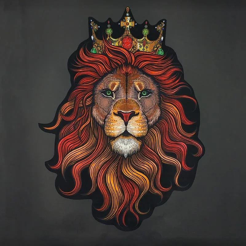 1 шт. большая корона лев печатная ткань пришить на одежду патч куртка DIY джинсовое