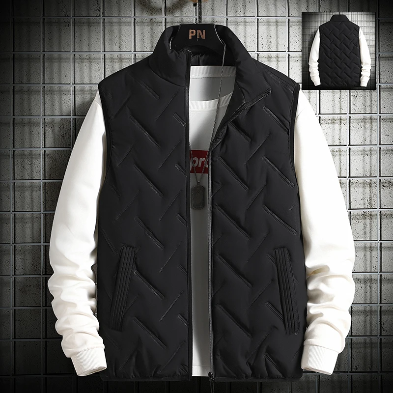 Mens Jacket Sleeveless Vest 2021 Autumn Winter Fashion Vests Casual Coats Male Cotton Men's Men Thicken Waistcoat M-5XL | Мужская
