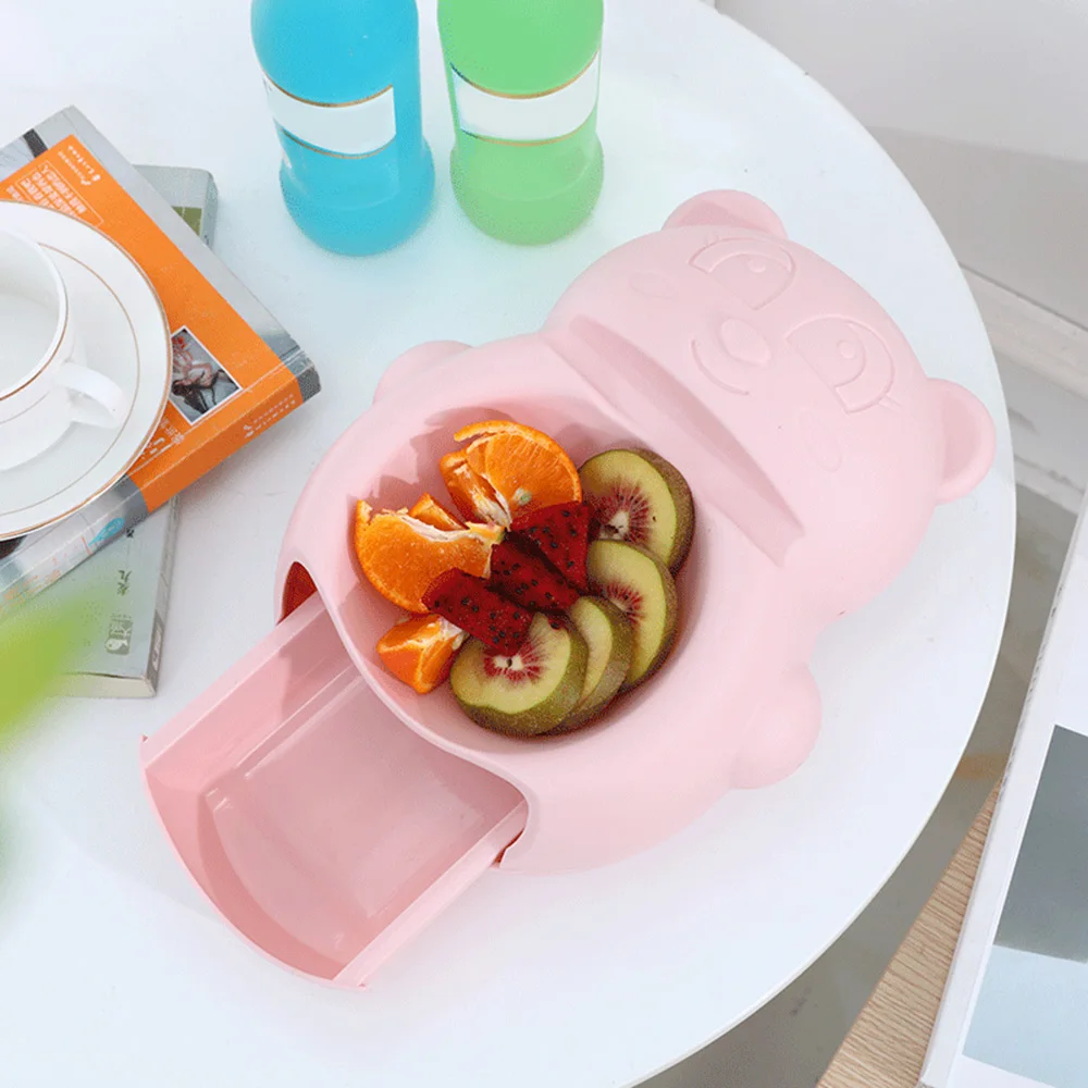 New Cartoon Bear Double Drawer Fruit Plate Lazy Candy Dishes Tray with Mobile Phone Bracket Nut Bowl Table Snacks Storage | Дом и сад