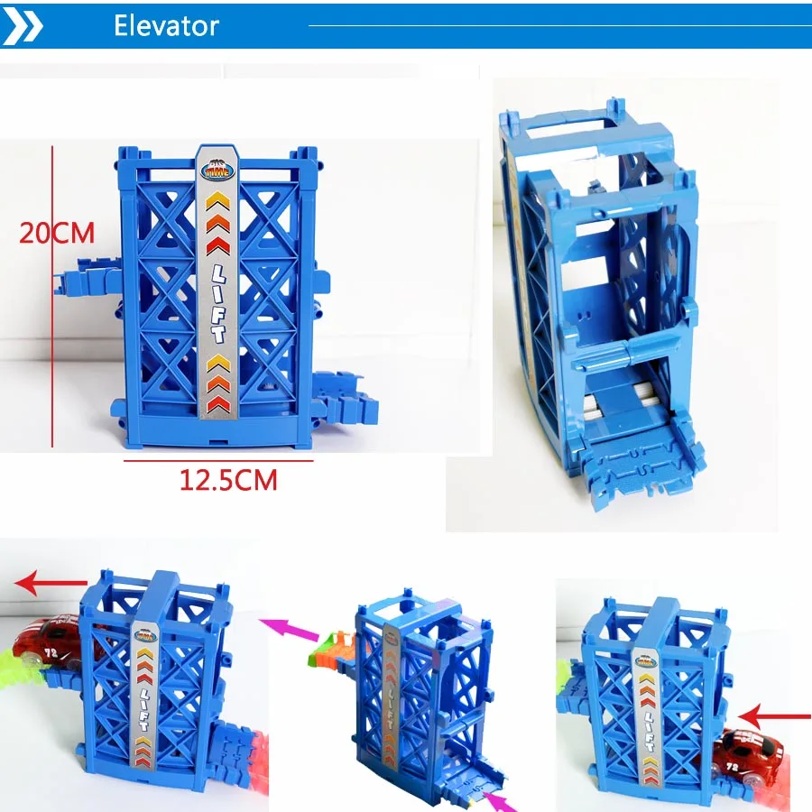 Elevator 1pc Волшебный трек DIY Гибкая сборка гоночный трек универсальные аксессуары система, которая может сгибаться с гоночной машиной светится в темноте Playset - Цвет: Elevator 1pc