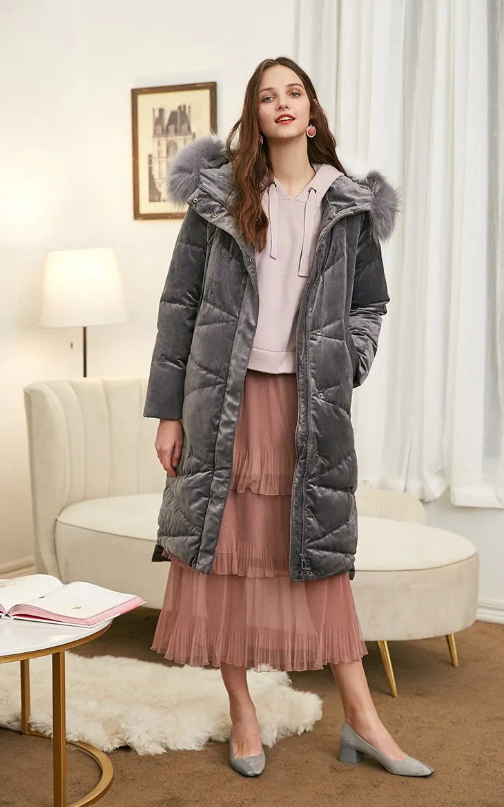 Vero Moda женский контрастный длинный толстый пуховик с капюшоном из меха енота | 318312508