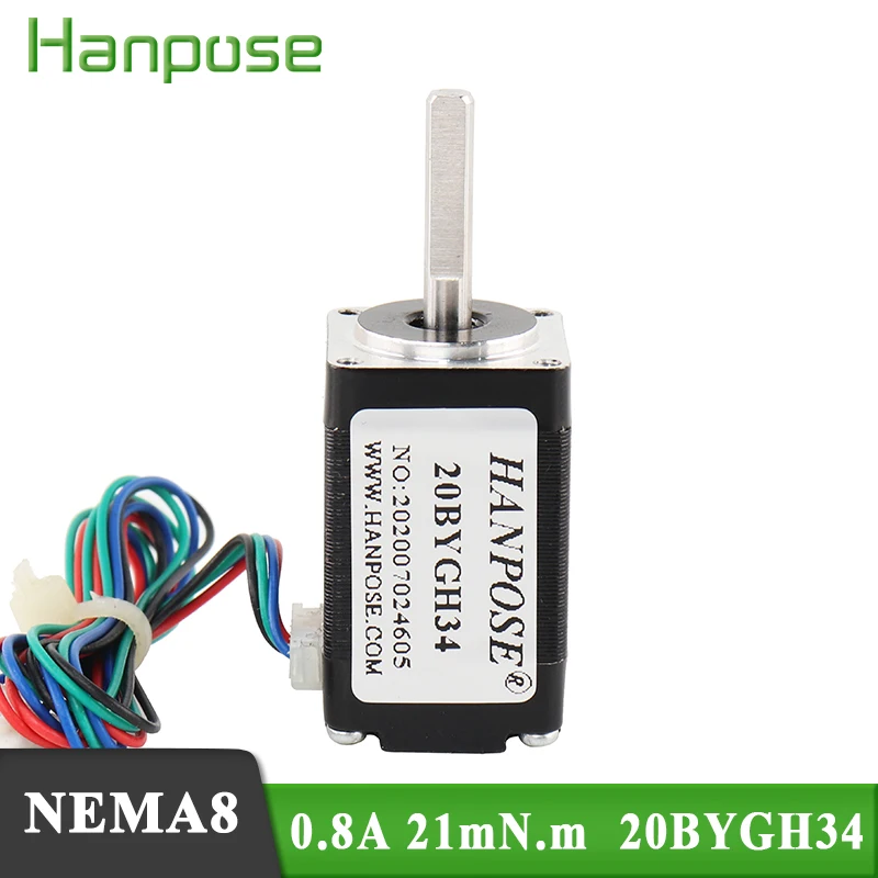 

100pcs 20 Series motor 20BYGH34 21mN.m 34mm 0.8A Nema8 Stepper Motor for CNC worm wheel edging machine