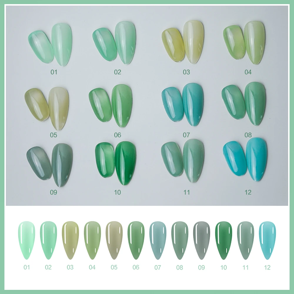 

Gel Polish Set Manicure for Nails Semi Permanent Vernis UV LED Gel Varnish Soak Off Nail Art Gel Nail Polish Translucent Green