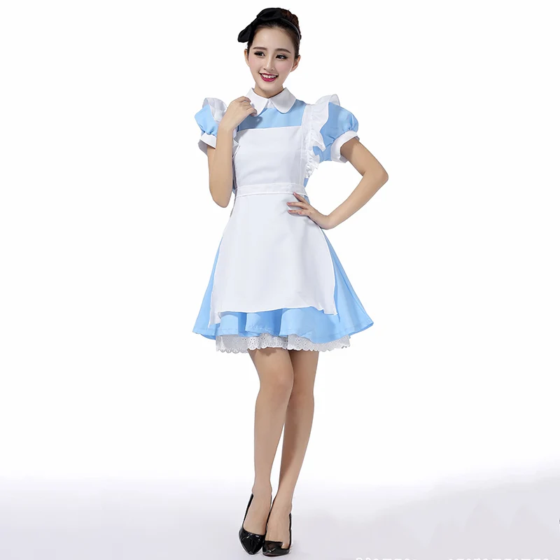 top sell alice in wonderland cosplay costume lolita dress maid apron fantasia carnival halloween costumes for women free global shipping