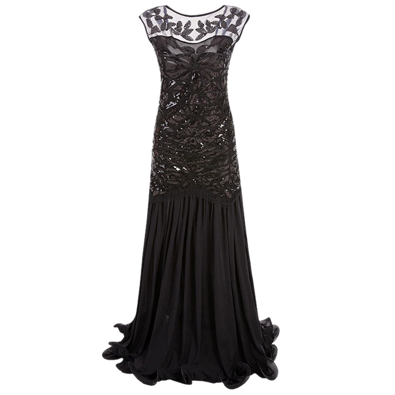 Women Mesh Sequins Vintage Dress Great Gatsby Flapper Sleeveless Summer Embellished Party Vestidos Prom Gown Dresses | Женская одежда