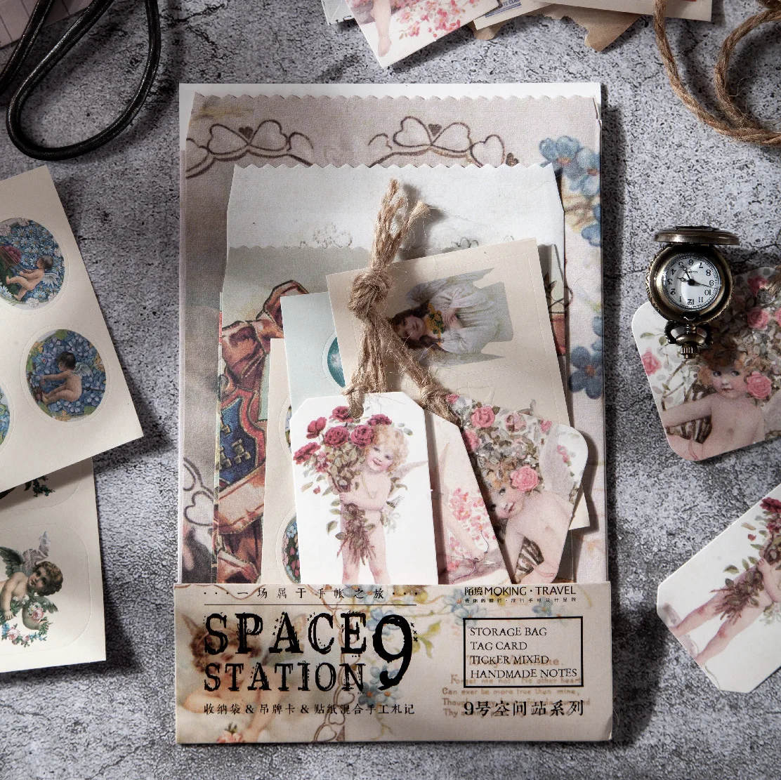 

24pcs No. 9 space pegatinas para álbum de recortes accesorios de oficina Scrapbooking Diary Album Retro Lable Journal Planner