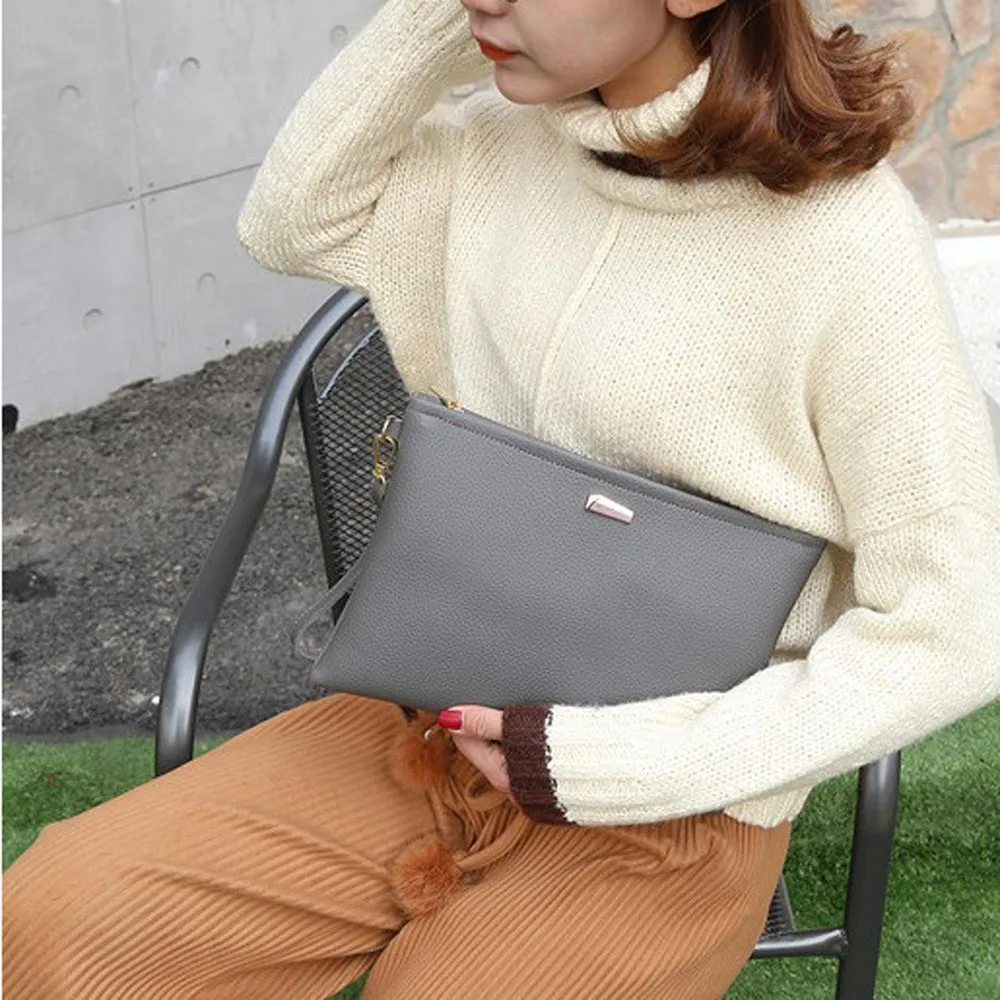 Новинка 2019 женская сумка через плечо сумка-клатч черная кожаная Большая