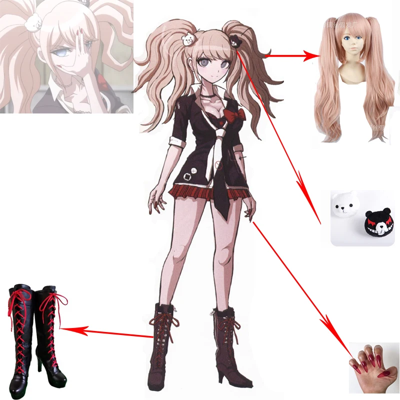 Danganronpa Косплей Аниме Дзюнко Эносима Emboitement Inushio Kimuchi Dangan Ronpa триггер счастливый хаос Косплей Костюм