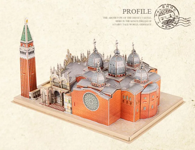 3D сувенирная Модель-пазл с изображением собора готической церкви площади Св.