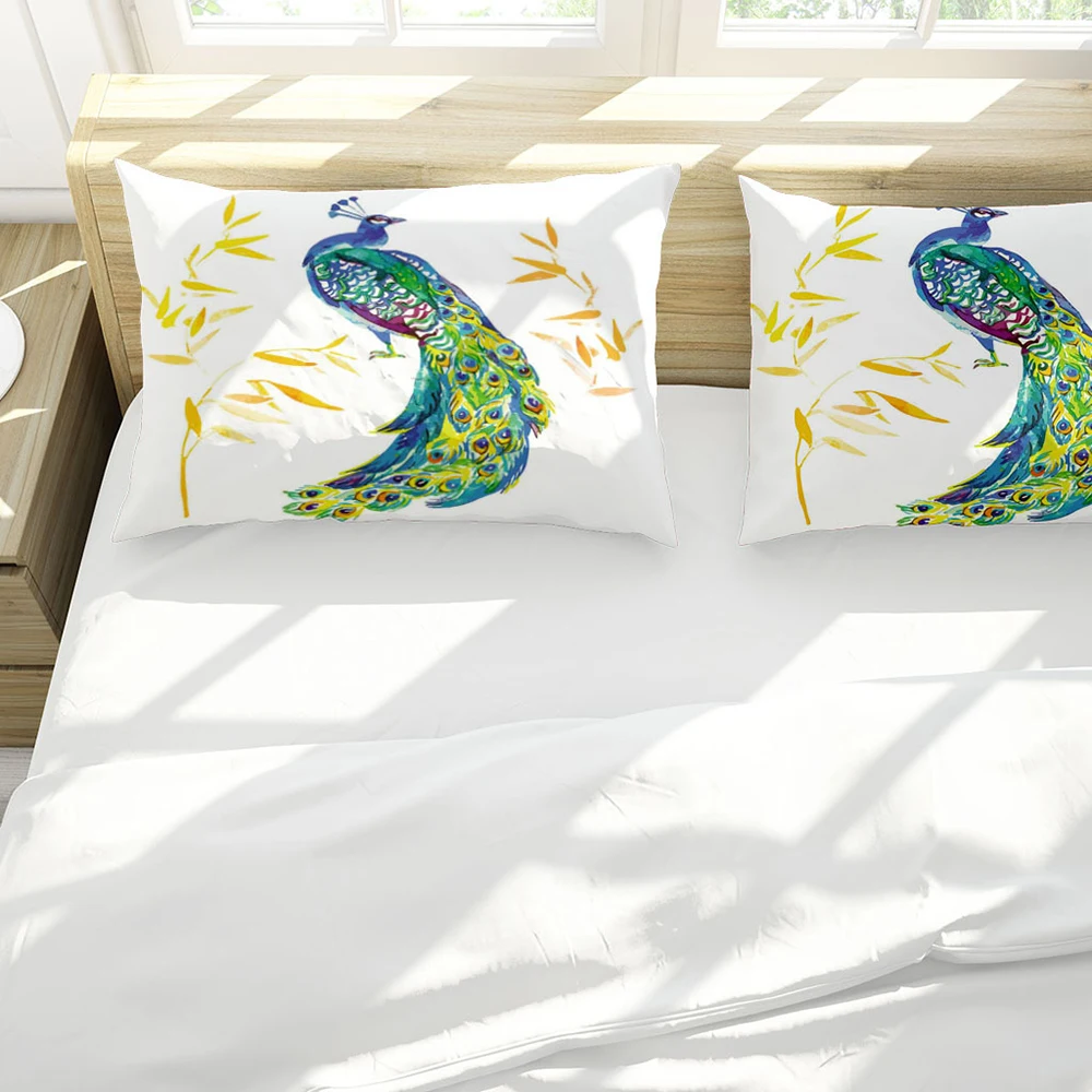 Комплект постельного белья с изображением павлина рисунком Милого Животного для