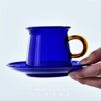 color retro heat resistant glass coffee mug handmade tea cup creative milk water botton dish set