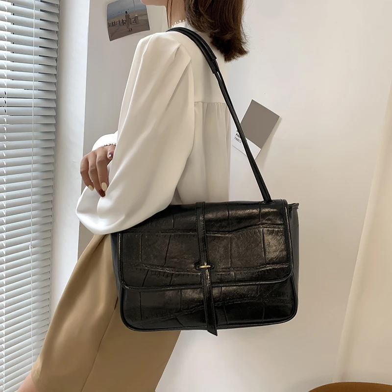 

HOCODO Pu Leather Ladies Messenger Bag Fashion Handbag Women Large Capacity Shoulder Bag Solid Color Women'S Cross Body Bag