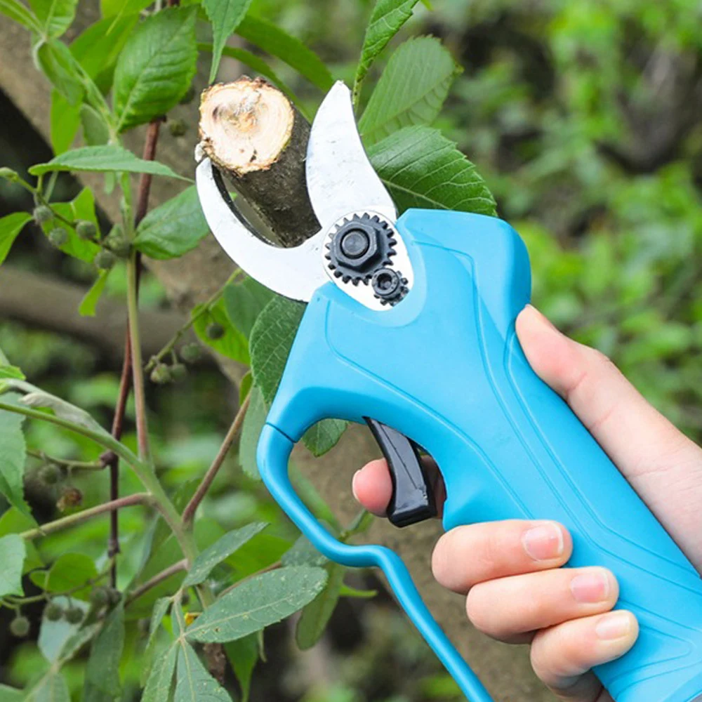 21V Cordless Pruner  Lithium-ion Pruning Rechargeable Shear Efficient Scissors Bonsai Electric Tree Branches Garden Cutting Tool