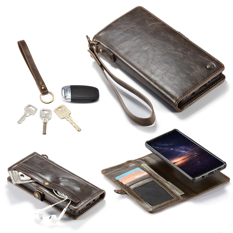 Чехол для Samsung Note 10 Plus кожаный чехол бумажник с отделениями карт съемный