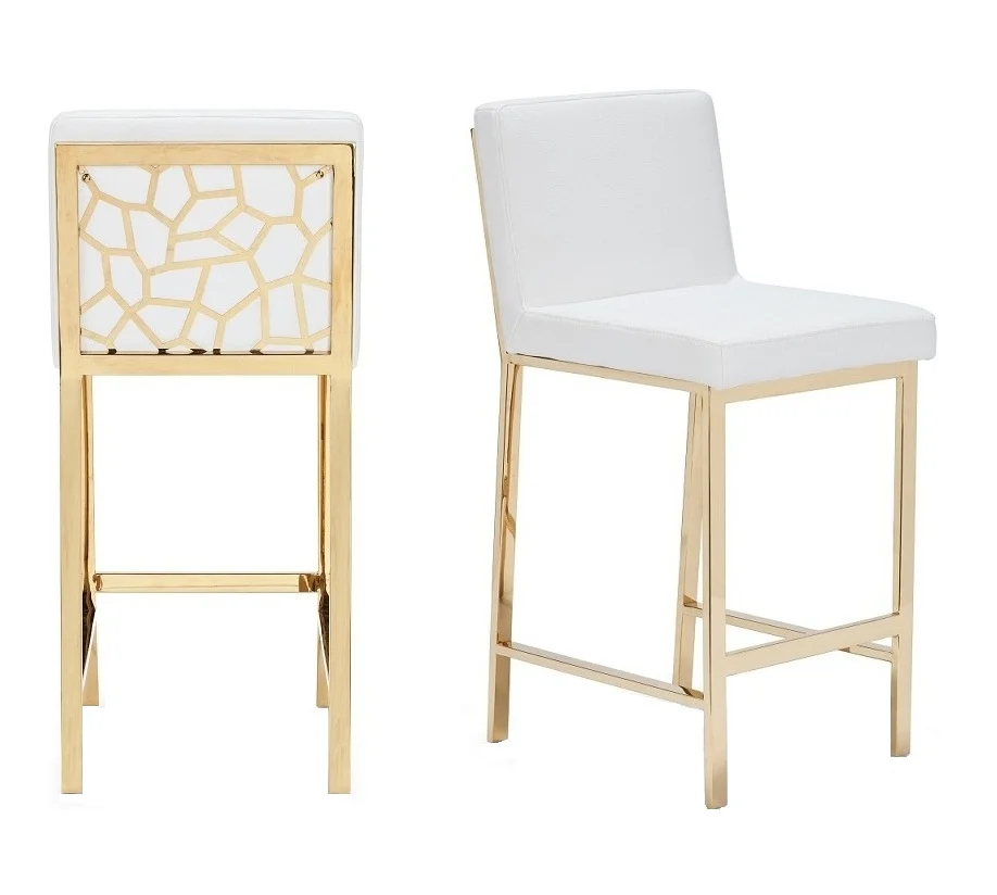 

Мебель из нержавеющей стали, матовый золотой высокий барный стул, бархатный барный стул с лазерным сотовым дизайном