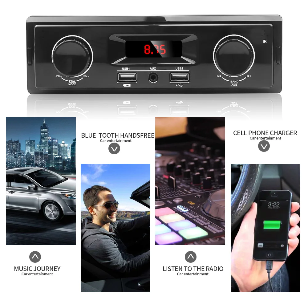 Автомагнитола 1din 1 Din Автомобильный mp3 музыкальный fm-радио Aux USB телефон зарядка