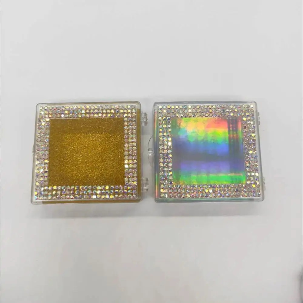 Цветные алмазные коробки для упаковки ресниц оптом блестящий пластиковый чехол