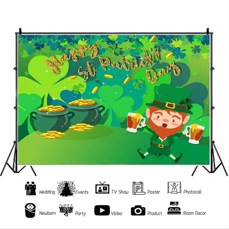 Drink Beer Farmer Harvest Festival Gold Coin Green Backdrop Happy Party Venue Decoration Studio Photography Background Cloth |