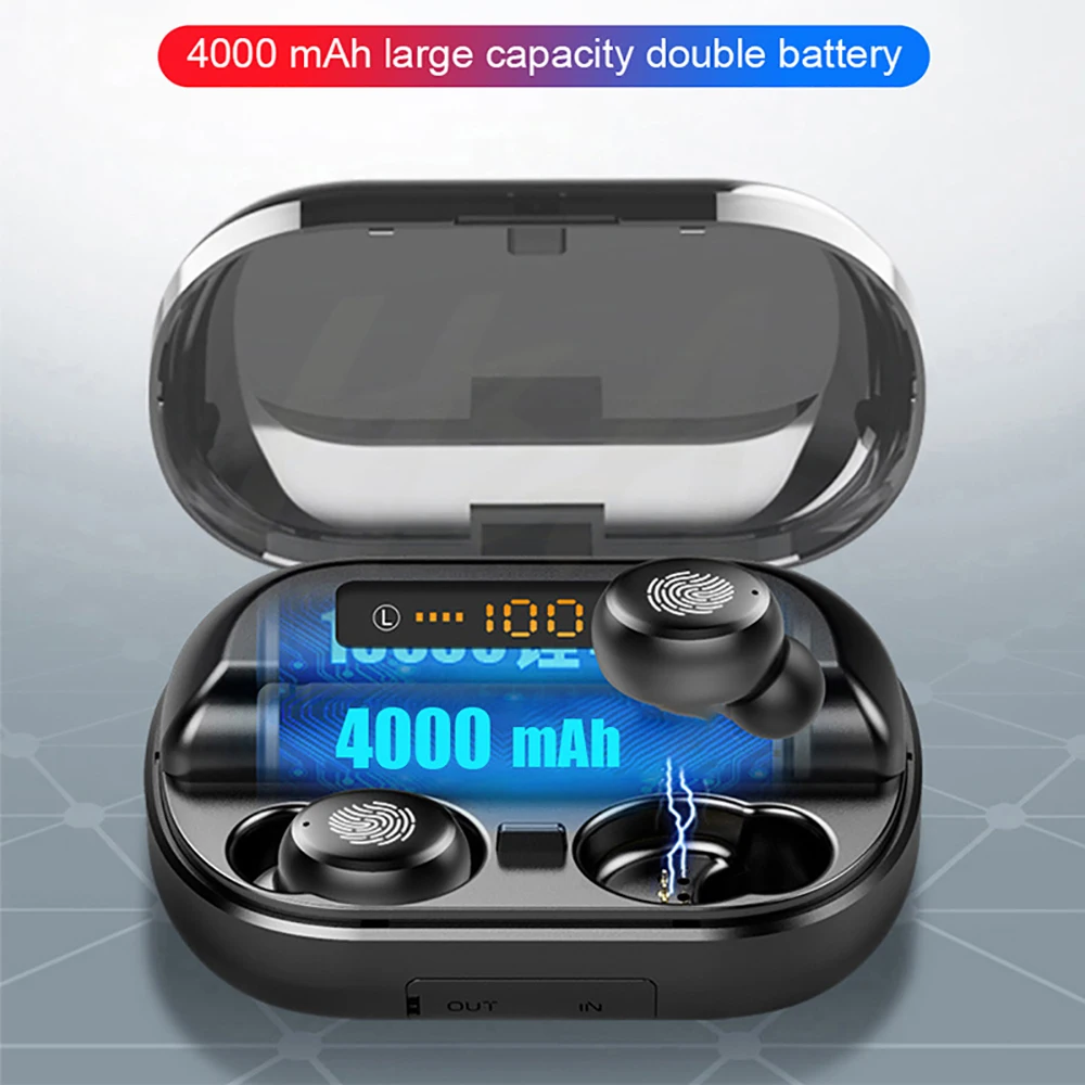 TWS стереонаушники 8D с поддержкой Bluetooth 5 0 и внешним аккумулятором на 4000 мА ·
