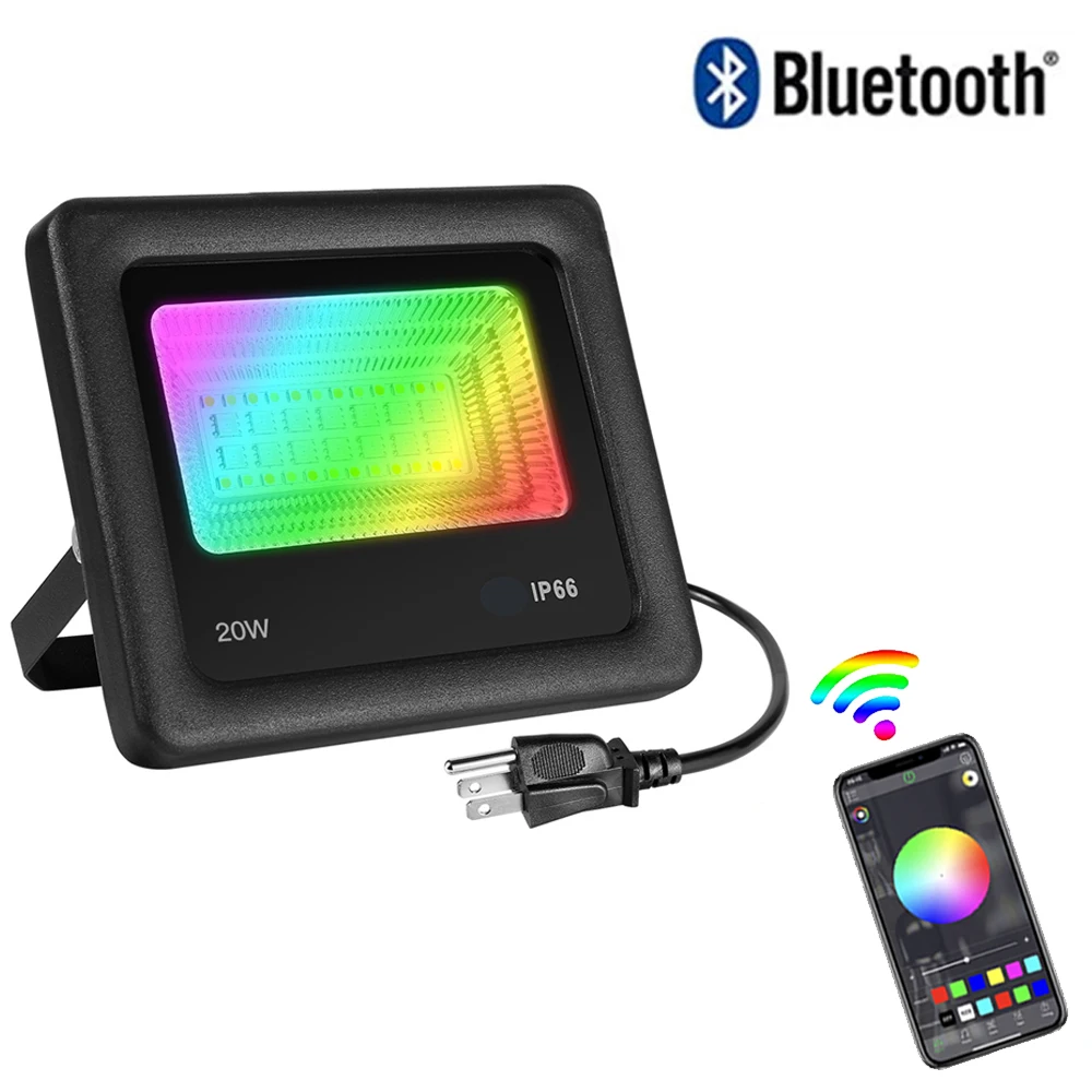 

RGB-прожектор с Bluetooth и управлением через приложение, 20 Вт