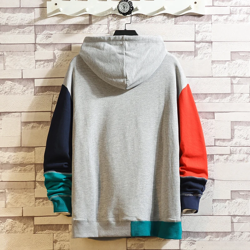Серый Hoodies Men Sweatshirts Brand Clothing new arrival patchwork Hoodie Men Tracksuit - Цвет: Серый