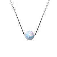 silver necklace 925 sterling silver necklace for women 5mm opals silver chain 925 fine elegant jewelry gift