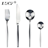 lucf fashion brief stainless steel western cutlery round shape spoon stately tableware wonderful birthday gifts drop shipping