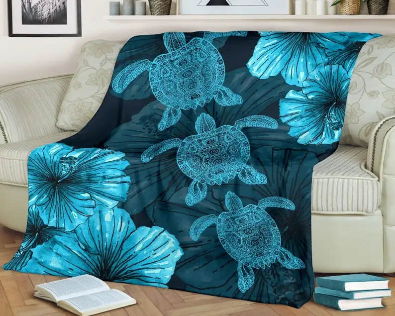 

Personalized Turtle flower blanket