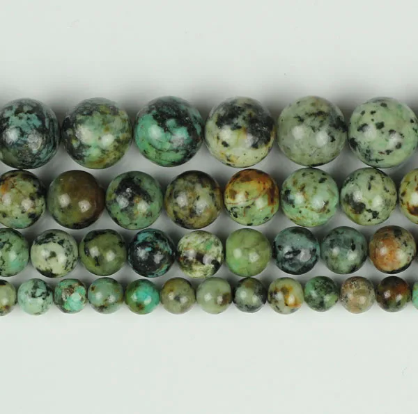 Natural Stone Beads African Turquoises Round Loose 15&quot Strand 4 6 8 10 12MM Pick Size For Jewelry Making | Украшения и