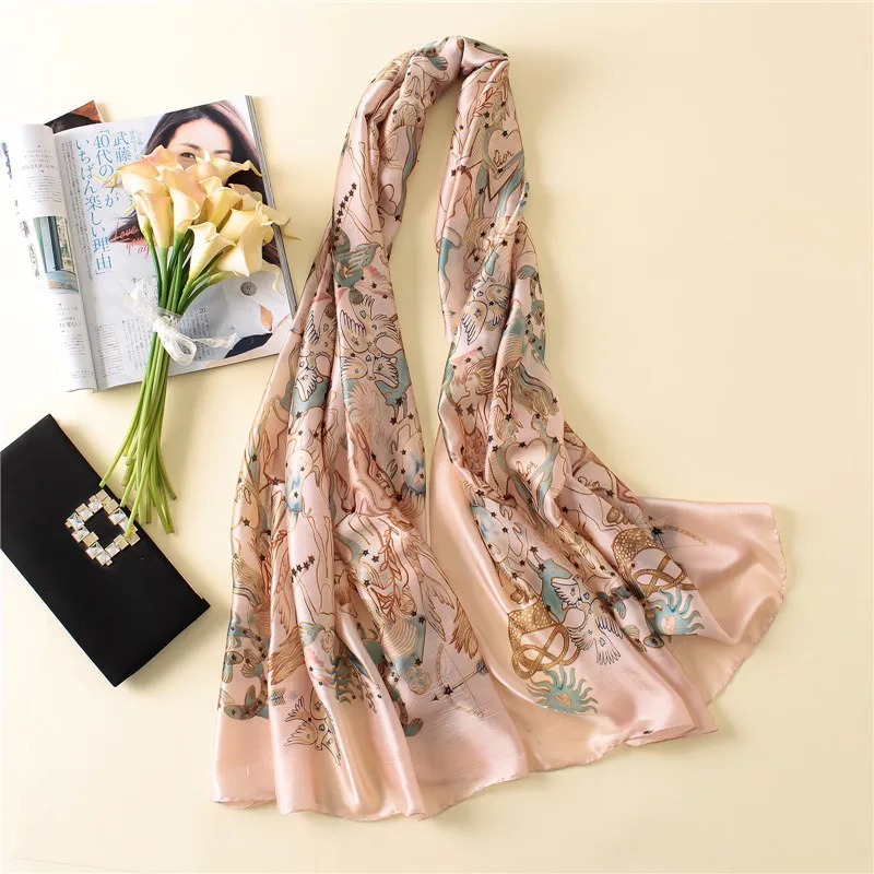Визуальные оси Модный женский шарф из 100 натурального шелка роскошный бренд 2020