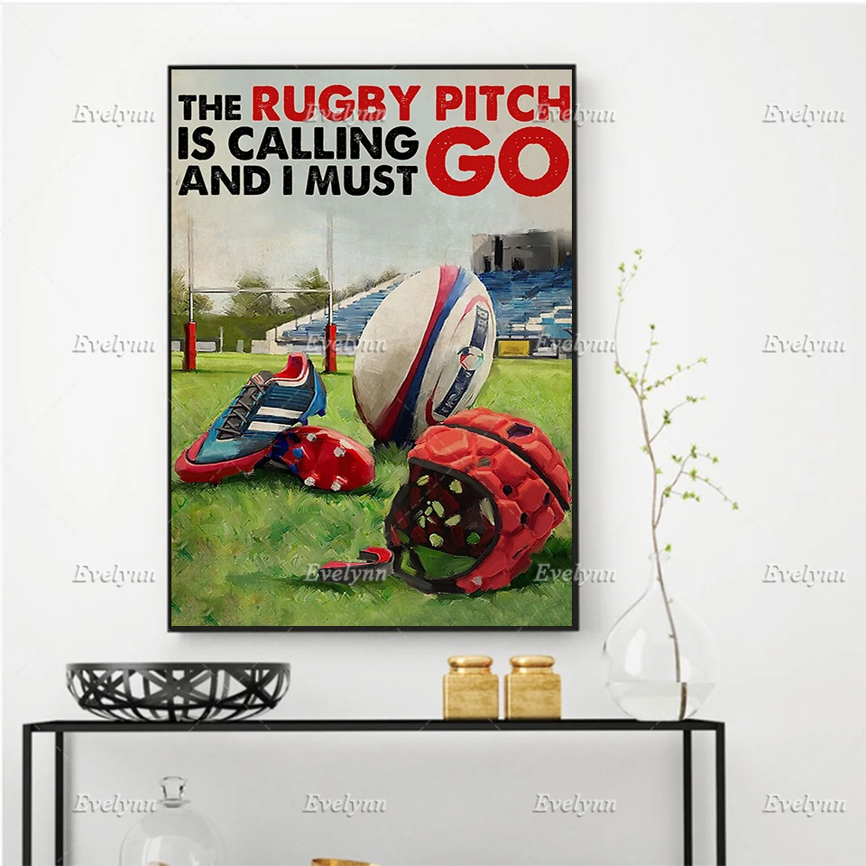 

American Football Lovers Poster The Rugby Pitch Is Calling And I Must Go Wall Art Prints Home Decor Canvas Gift Floating Frame