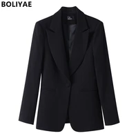 boliyae blazers for women elegant stylish red coat spring autumn new solid casual suits jackets office business ol outwear top